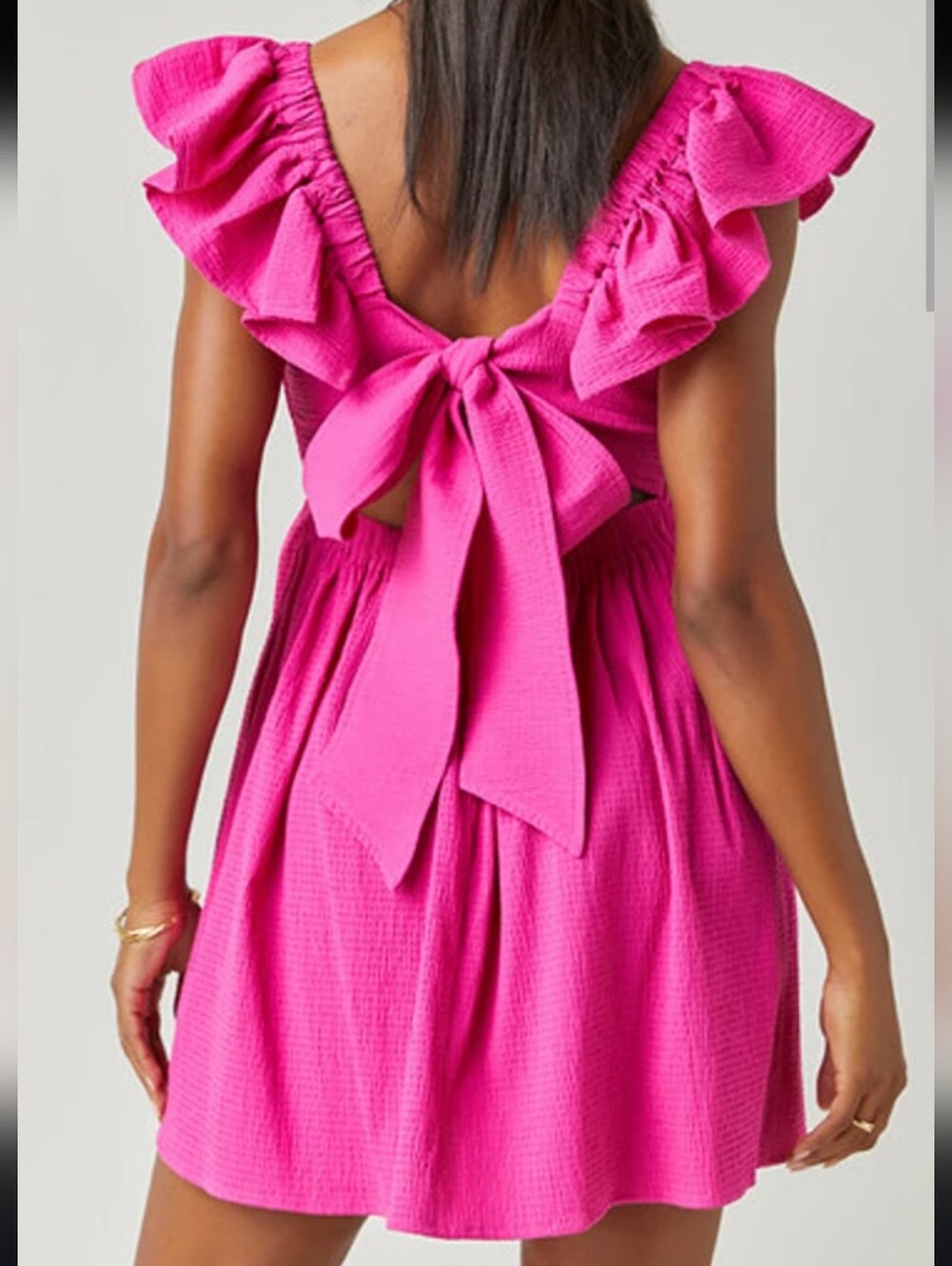 Francesca's Hot Pink Textured Ruffle Dress